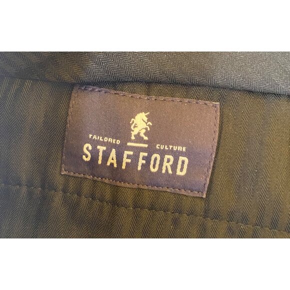 Stafford Mens Classic Fit 32x32 Black Texture Trousers 100% Polyester - Picture 3 of 4